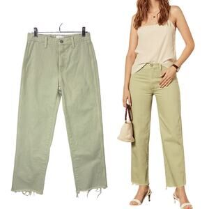 Boyish Jeans The Kirby El Cielo Green Size 26 Tag 28x28 Raw Hem Wide Leg Ankle